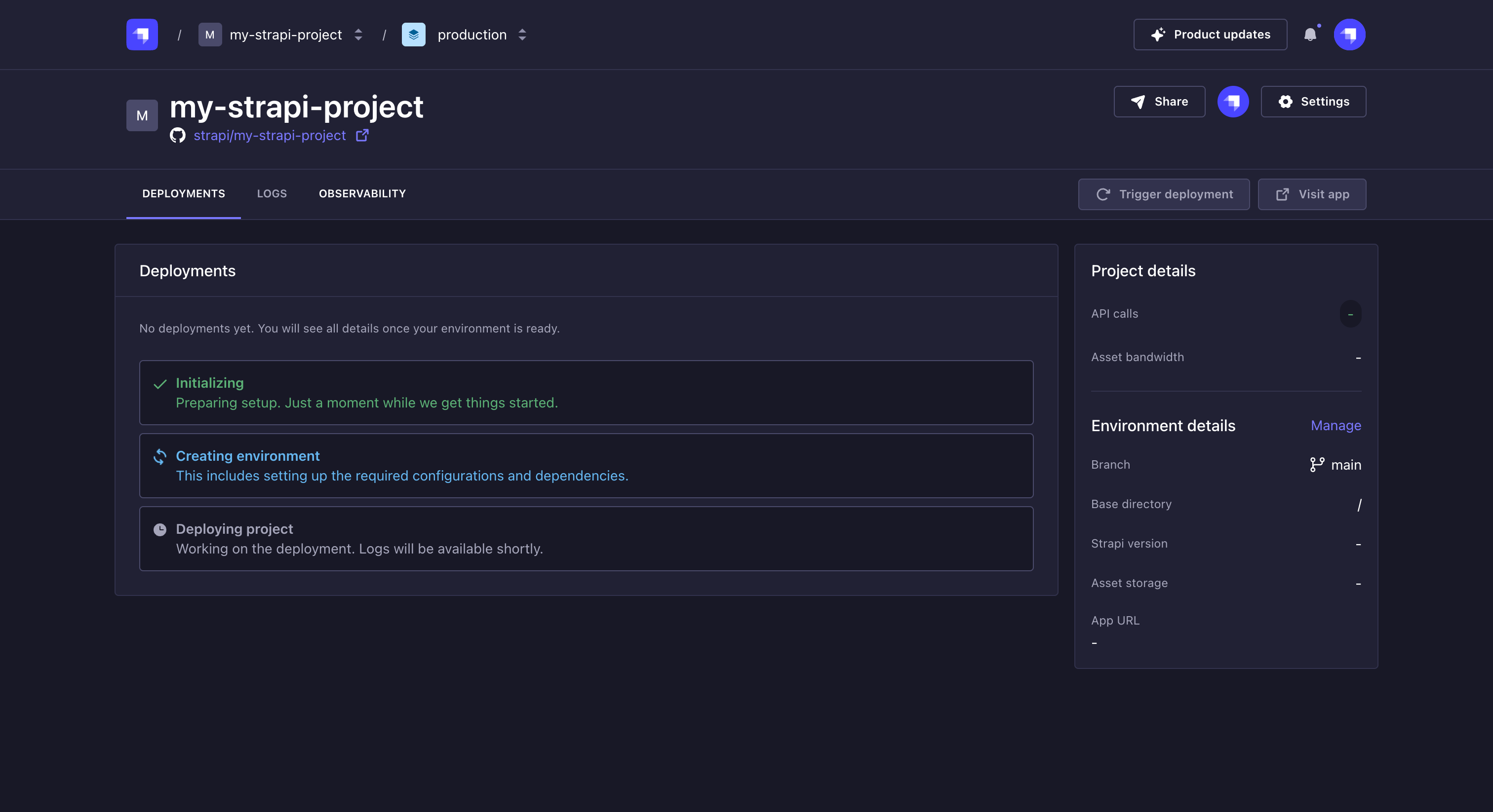 Project creation steps